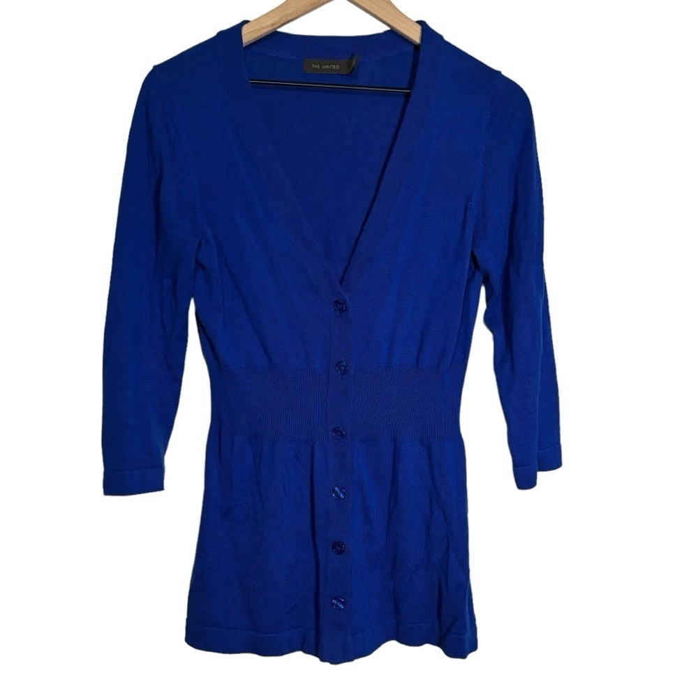 The Limited Button Up Cardigan 3/4 Sleeves Blue Women’s Size Medium